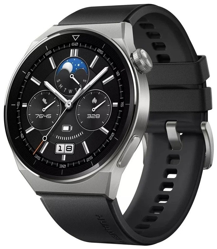Смарт-часы Huawei Watch GT 3 Pro Titanium 46mm черный силиконовый ремешок