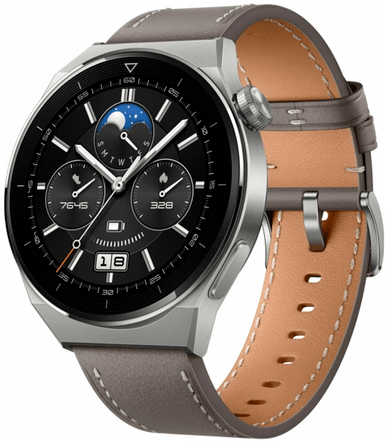 Смарт-часы Huawei Watch GT 3 Pro Titanium 46 mm серый кожаный ремешок