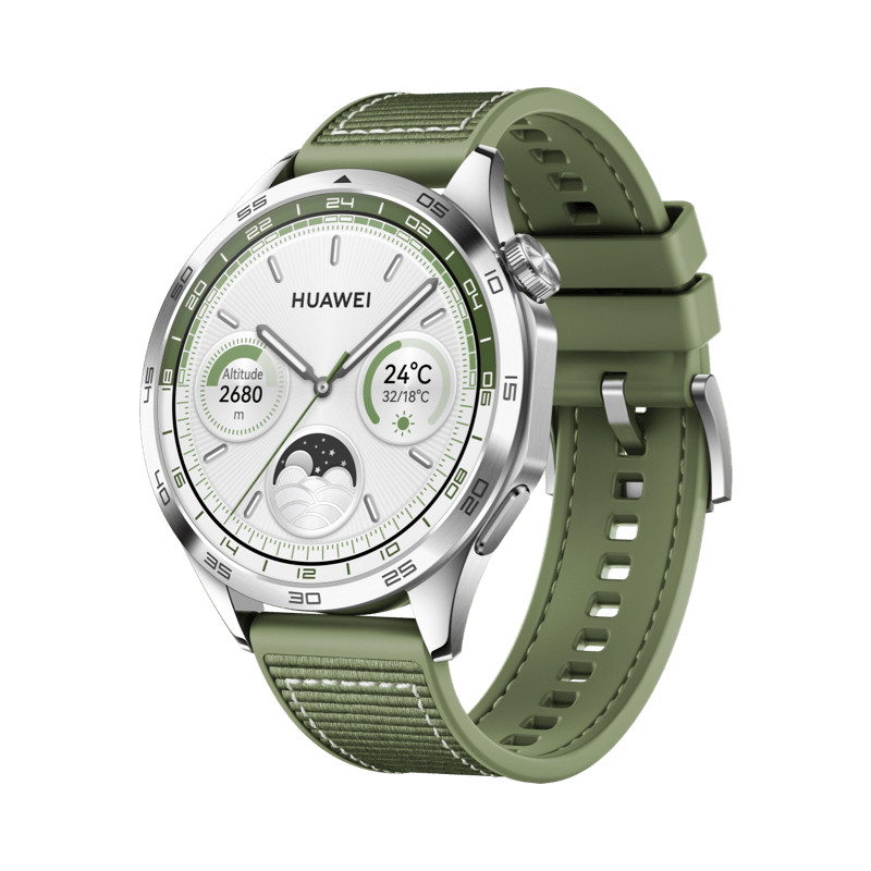 Смарт-часы Huawei Watch GT 4 46 mm зеленый трехслойный плетеный композитный ремешок