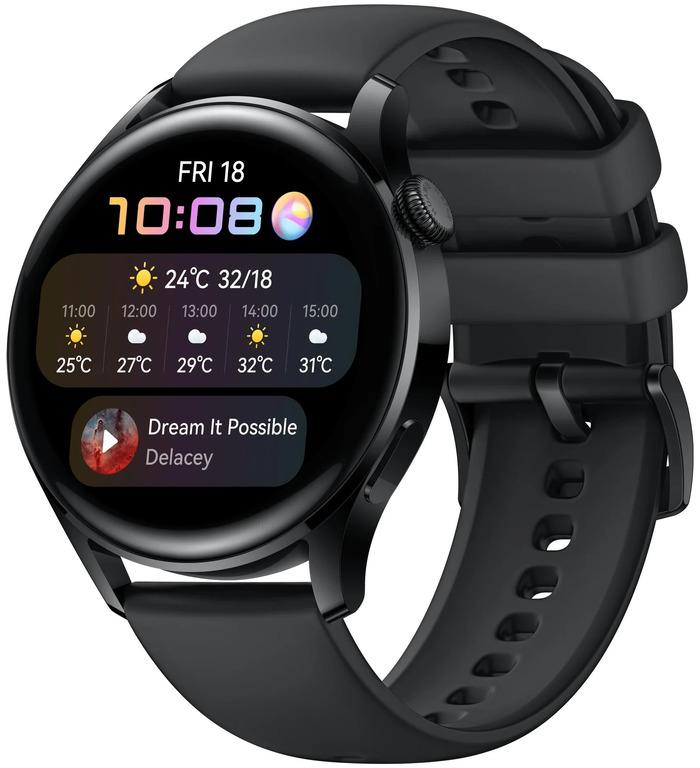 Смарт-часы Huawei Watch 3 Active LTE 46 мм черный силиконовый ремешок